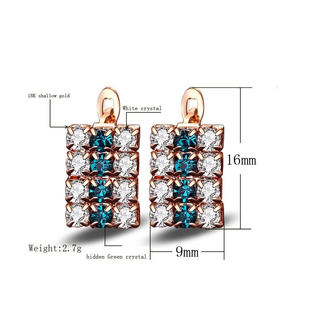 18 k Gold Rectangle Shape Sterling Silver Crystal Stud Earring For Women, 16*9 mm (Gold) 1-Pair