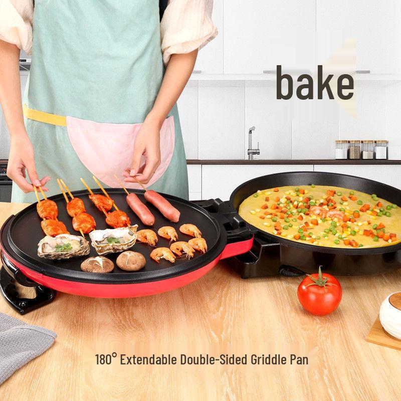 Commercial Double-Sided Electric Griddle for Pancakes and Crepes, Large Diameter, High Power