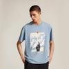Li-Ning Basketball Series Letter Print Pattern Breathable Versatile Short Sleeve T-Shirt Men Tops Cyan-Gray-Blue AHSV401-2