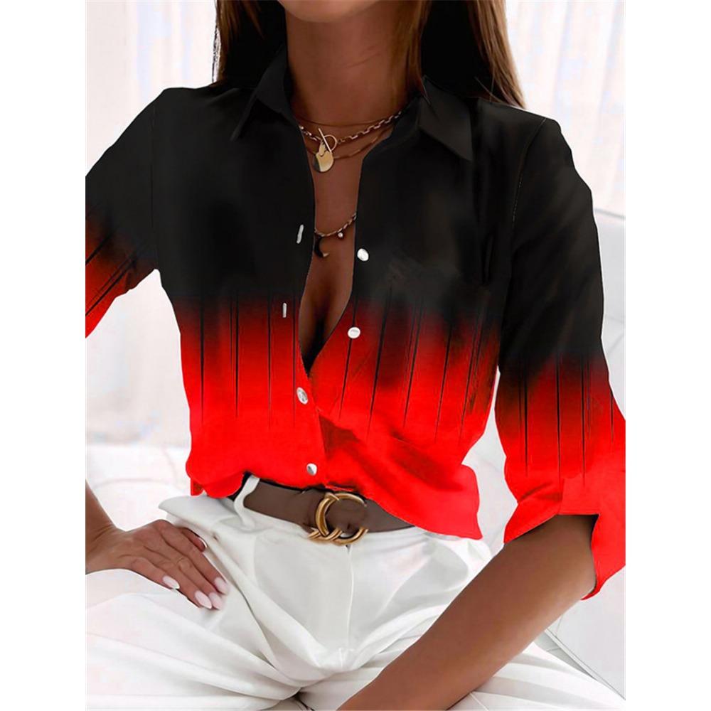 Fashion Gradient Pattern 3D Print Women Long Sleeve Shirts Spring Autumn Holiday Casual Street Ladies Blouse Women's Clothing