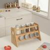 2-Tier Bamboo Spice Rack Kitchen Countertop Organizer Seasoning Bottles Storage Shelf