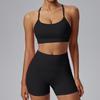 Plus Size Yoga Set: Beautiful Back, High Waist Shorts, Quick Dry Fitness Outfit