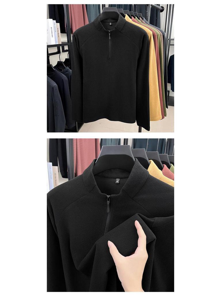 Men's Woodpecker Half-Zip Stand-Up Collar Long-Sleeve German Velvet Sweatshirt