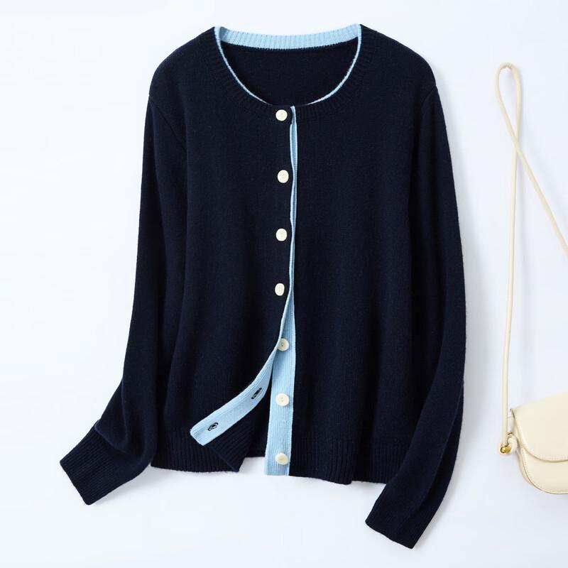 

Women s 100% Pure Wool Faux Two-Piece Knit Sweater M