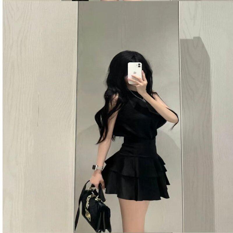 Summer Daughter Feeling Court Style Temperament Feeling Pure Desire Top Ruffle Edge Skirt Two-piece Suit Dress Women