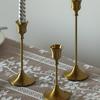 Gold Spiral Candlestick for Romantic Candlelight Dinner - Long, Smokeless, White Candle