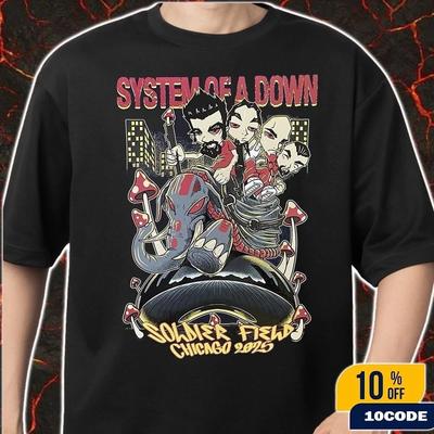 System Of A Down Chicago 2025 Locatie Poster Op Soldier Field Op 31 Augustus T-Shirt