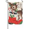 For You At Christmas Deer Candy Cane Bells Garden Flag Holiday Decoration Double Sided Flag 12.5 x 18 Inch