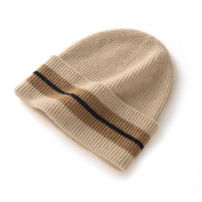 Unisex 100% Pure Cashmere Winter Beanie - Warm Knit European and American Style Slouch Hat