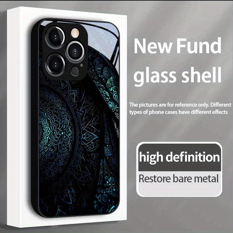 Brilliant Mandala Pattern Tempered Glass Black Phone Case For Samsung Galaxy S25 S24 S23 Ultra Plus FE Shockproof Cover