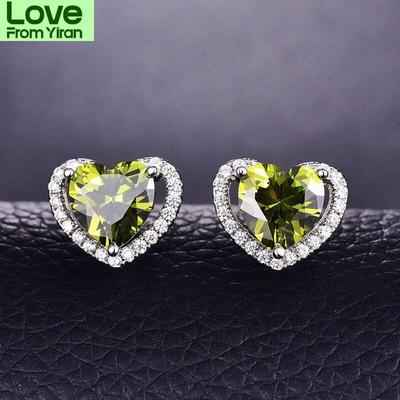 High End Classic Women Romantic Jewelry Aaa Zircon Stone Heart Stud Earrings Elegant Nuptial Wedding Occasion Color Color Earrings Jewelry