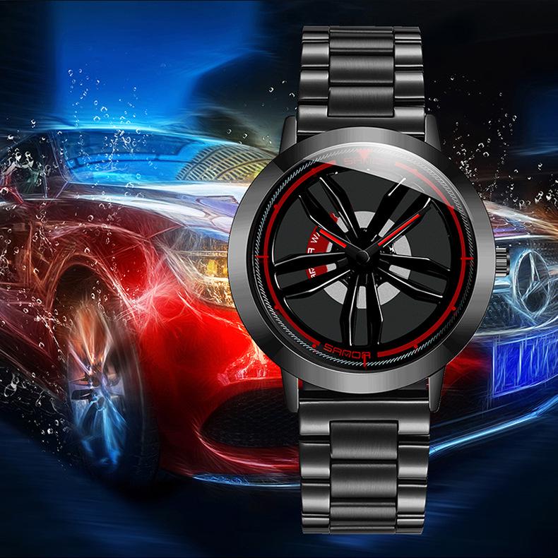 Sanda Time to Shine Wheel Series Men's Waterproof Quartz Wristwatch with Creative Hollow Design