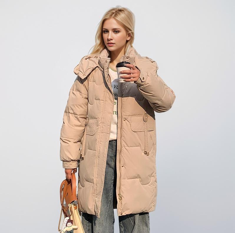 Fashion Medium and Long Down Cotton Clothes Women's Winter Thickened Cotton Clothes Thermal Hooded Winter Coat