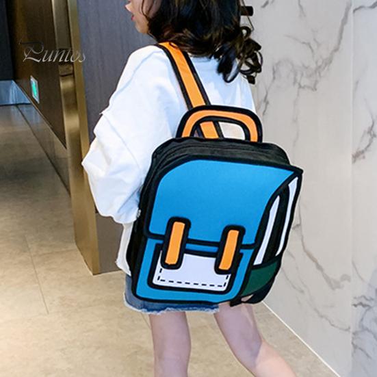 Teenager Backpack Student Cute Cartoon Large Capacity Waterproof Adjustable Strap Smooth Zipper Book School Bag Storage Unisex 2D Drawing Girls