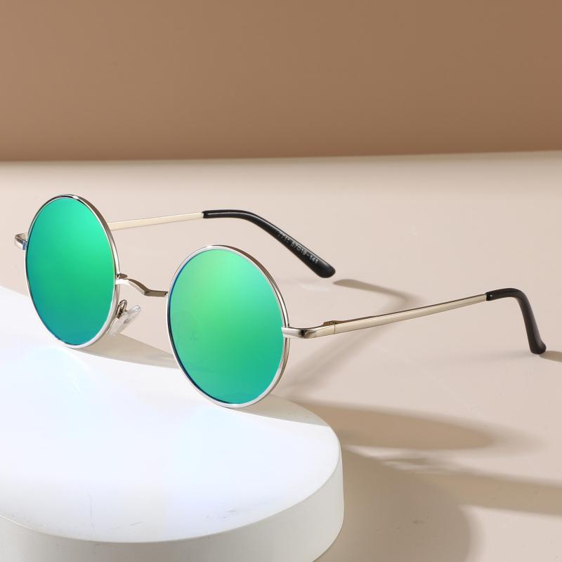 Fashion Retro Round Hippie Sunglasses for Women Men Trendy Punk Disco Party Glasses Circle Metal UV Protection Sunglasses