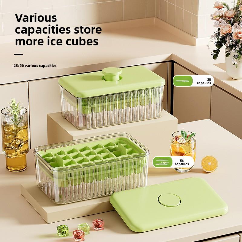 Press-to-Release Ice Cube Tray Food Grade Large Capacity for Home Freezer Storage Box for Perfect Ice Blocks Ice Cube Gadget