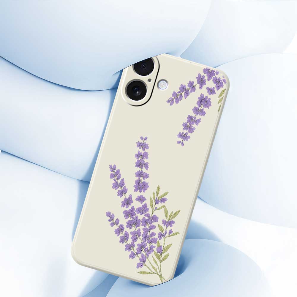 For iPhone 17 Case Lavender Pattern Printing Straight Edge TPU Phone Back Cover