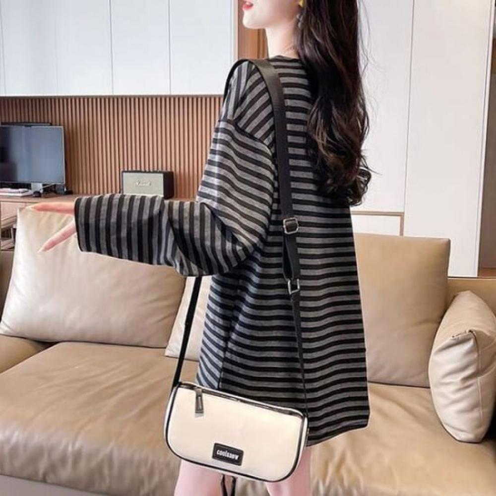 Navava Casual STripe Loose FiT Long Sleeve T shirT nT2962