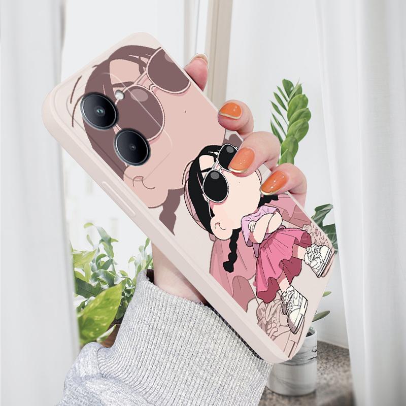 

Милый чехол для телефона с розовым платьем и девушкой для iPhone 15, 14, 13, 12, 11, Samsung Galaxy S23 S22 A52 A52S, мягкие квадратные жидкие силиконовые чехлы с полной защитой iPhone 15 Pro белый