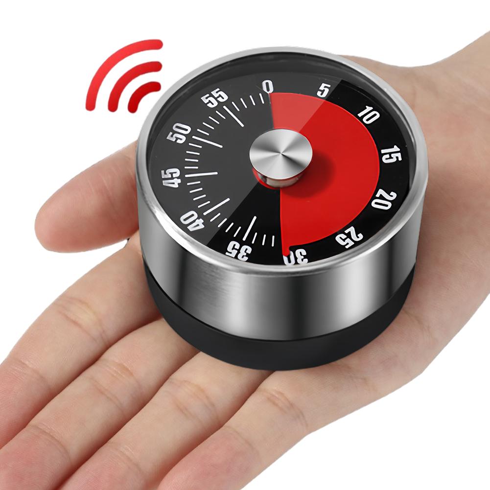 Mechanical Countdown Timer Stainless Steel Kitchen Machinery Timer 60 Minute Magnetic Alarm Reminder for Student Learning