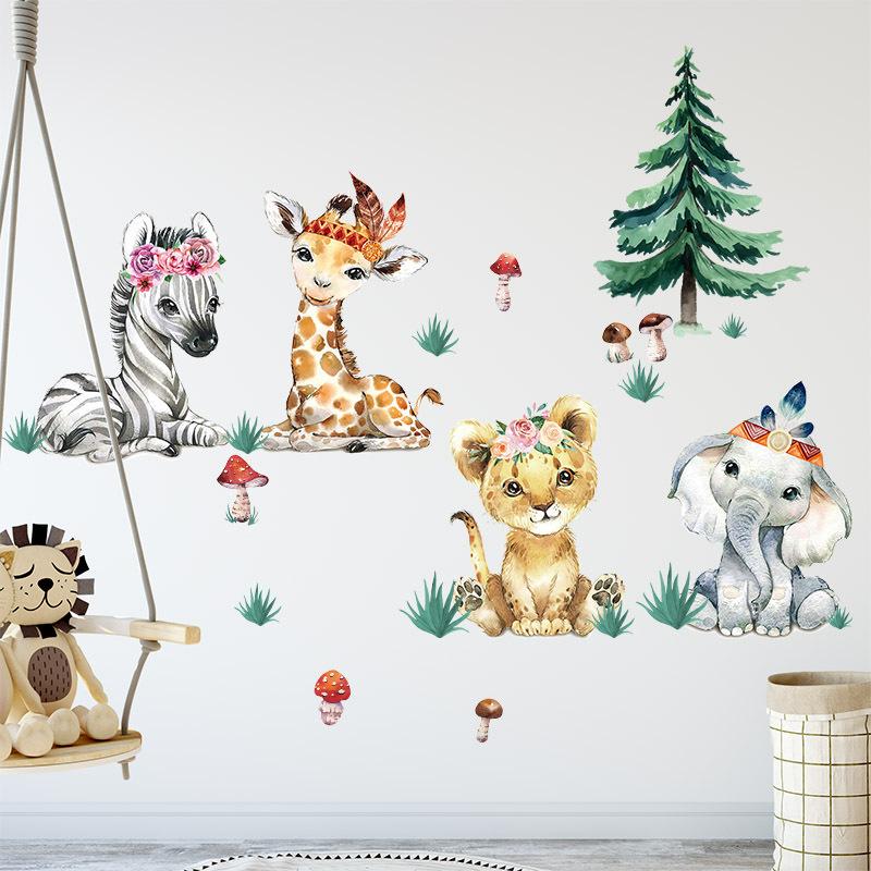 

Cartoon Cute Colorful Dinosaur Cactus Rainbow Wall Stickers Removable for Bedroom Living Room Nursery Decoration Wall Decals 30x90CM 2pcs
