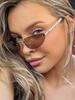 Luxury Designer Style Style Rimless Pearl Sun Glasses Glasses Ladies Fashionable Cat Eye Durable Metal Metal Frameless Sunglasses Latest Arrival