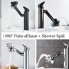 Nice 1080° Swivel Bathroom Sink Faucet Basin Faucet Mixer Deck Mounted Splash Proof Water Tap Shower Head Aerators Tapware PIPE x 2