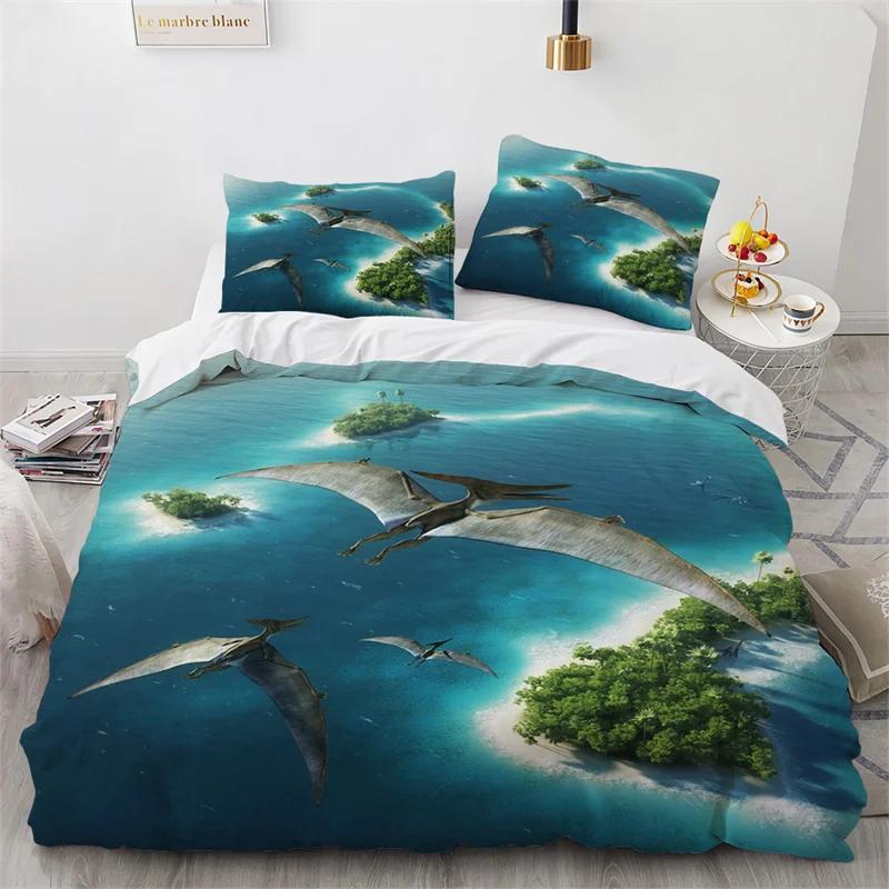 Dinosaur Duvet Cover Jurassic Age Tyrannosaurus Rex Bedding Set Twin King For Kids Boys Room Microfiber 3D Print Comforter Cover