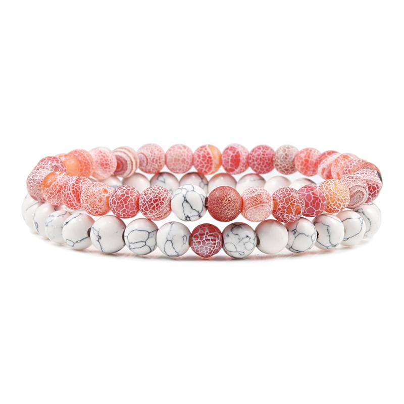 2Pcs/Set Couples Distance Bracelet Natural Stone Tiger Eyes Lava Beaded Bracelets & Bangles Men Women Jewelry Best Friend Gift