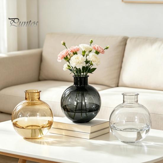 Klarer Wasserpflanzenbehälter Runder Harz-Vase, Transparenter Kugel-Blumentopf mit Jute-Glasvase für Blumenbogen, Moderner Kunststoff-Pflanztopf