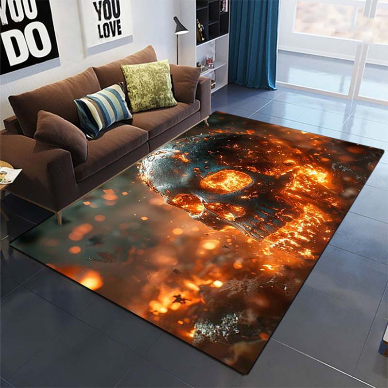 

Post-Apocalyptic Skull Area Rug, Glowing Eyes Roller Coaster Scene Non-Slip Floor Mat 40x60cm( 15x23in )