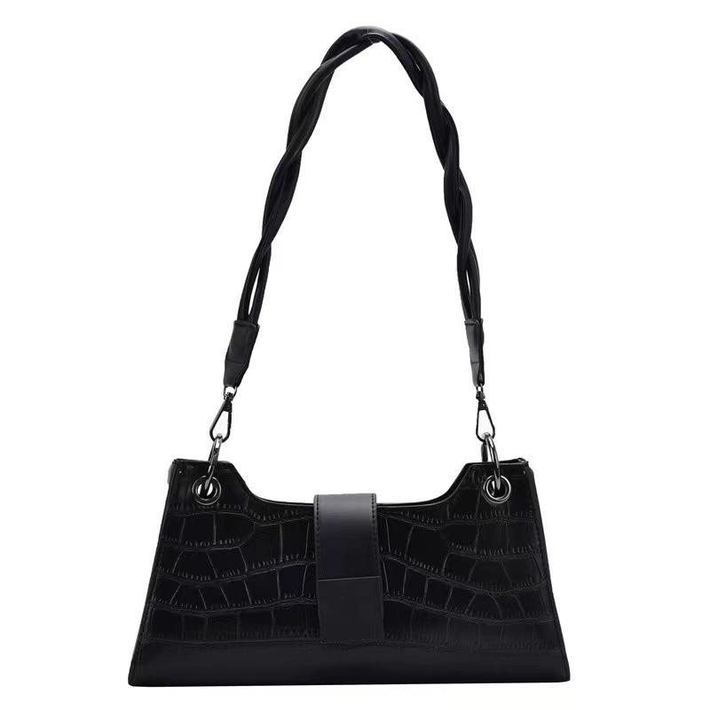 2024 new crocodile pattern retro armpit bag niche design advanced texture foreign style one shoulder baguette bag messenger bag
