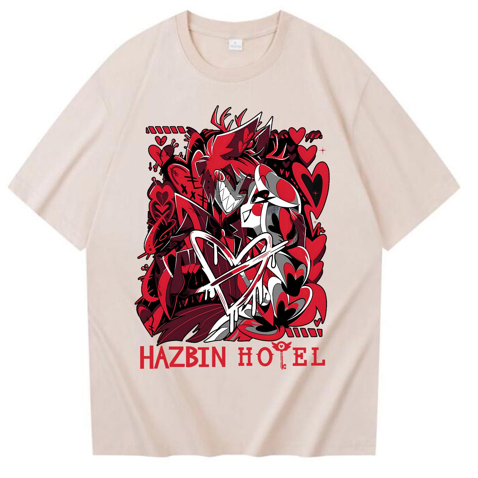 

Hazbin Hotel Alastor Angel Dust Print Pure Cotton Tshirt Summer Mens and Womens Casual Fashion Short Sleeve Couples Wear 4XL