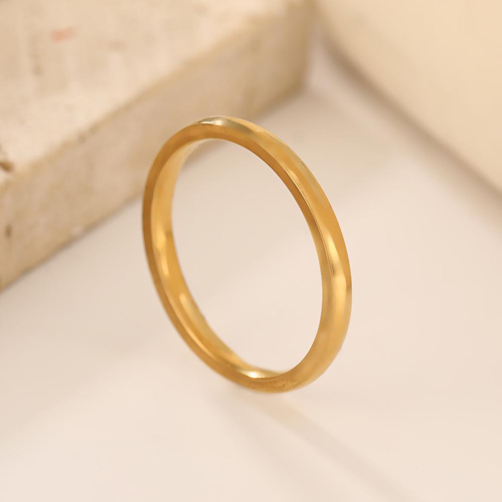 s/2mm Wide Ring Women Men Stainless Steel Black Rose Gold Color Minimalist Smooth Trendy Rings Couple Jewelry Gift