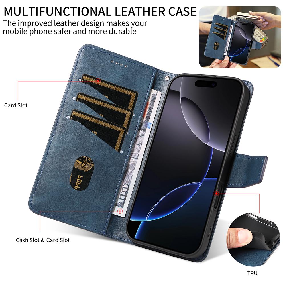 Leather Case For iPhone 16E 16 15 14 Plus 13 12 11 Pro Max 10 XR X XS 8 7 6 6S SE Geometric Phone Wallet Cover Stand Card Slots