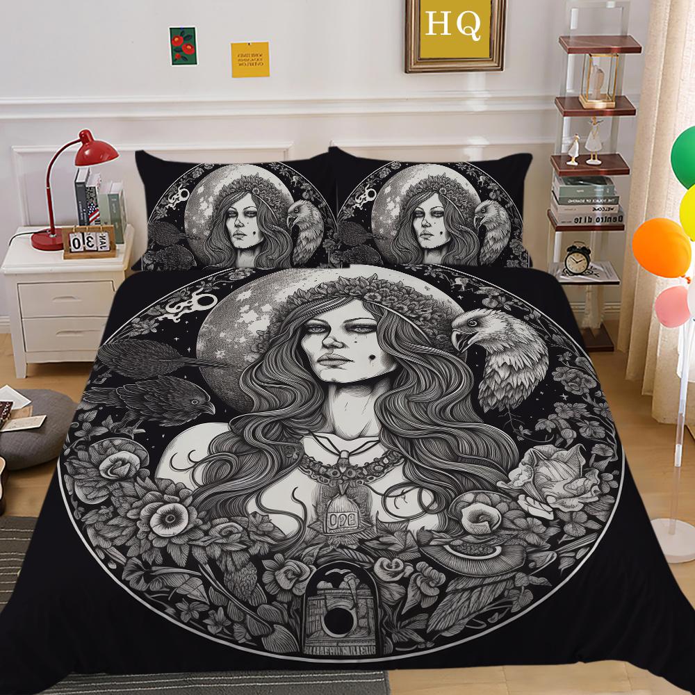 Beauty Skull Printed Bed Set Twin Size Polyester Comforter Cover Set Teen Design Superior Home Bedclothes