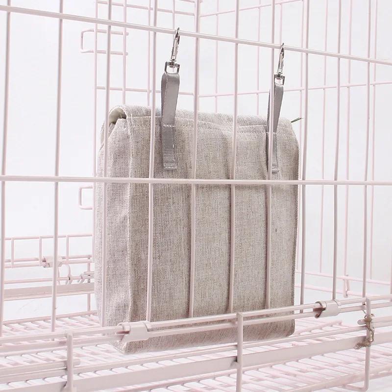 Feeding Bag Hanging Pouch Feeder Hay Bag Holder with Hooks Feeding Dispenser Container for Rabbit Guinea Pig Small Animals Pet