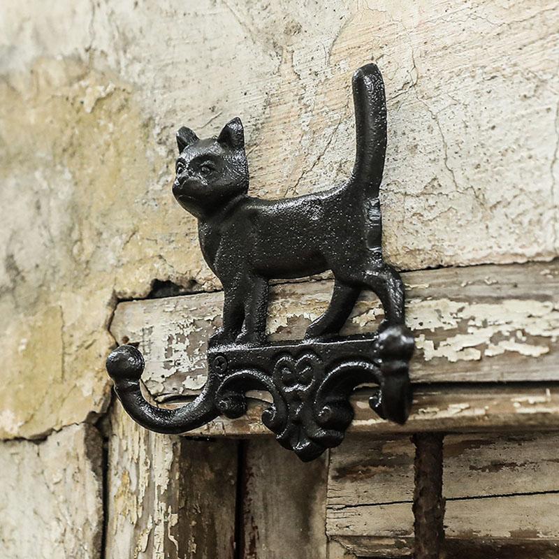 WTEMPO Simple Retro Cat/dog-shaped Hooks Creative Outdoor Courtyard Garden Wall Decoration Home Key Hooks Wall Hangings