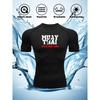 Men's Navy Blue Compression T-Shirt with "MUAY THAI Art of Eight Limbs" Print, Elastic Quick Drying Breathable Muay Thai & MMA Training Top