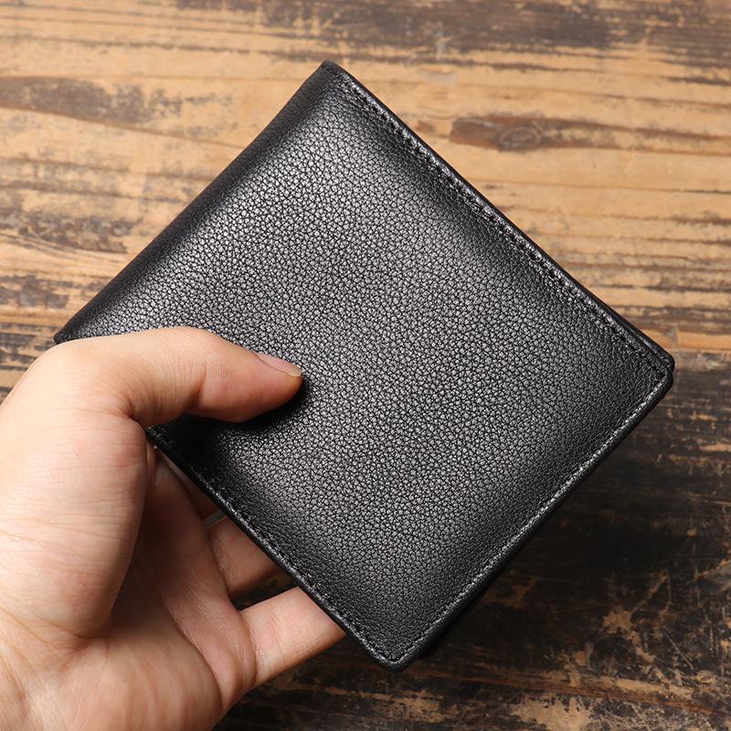 Retro Men'S Mad Horse Leather Short Wallet, Genuine Leather Multi-Card Card Bag, Women Can Make Rfid Wallet Change Bag