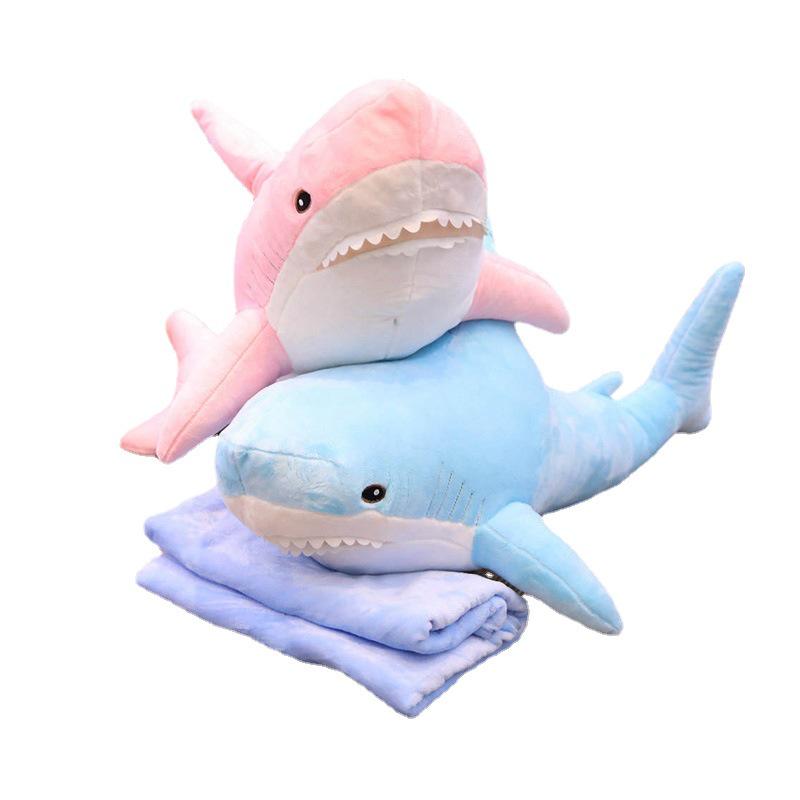 

Shark Plush Toy & Marine Animal Pillow: Dual-Use Backrest Blanket Only 1*1.7m розовый