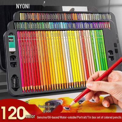 NiAoni 120-Color Oil-Based Water-Soluble Professional Art Colored Pencils Set