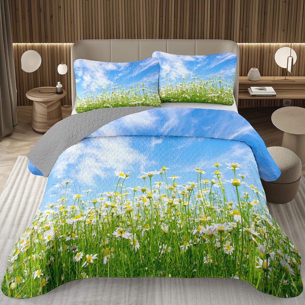 Natural Scenery Coverlet Set Sunset Sky Bedding Set White Clouds Bedspread Set Twin Full Queen Size for Kids Girls Boys Teens
