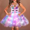 Girls Unicorn Light-up Dress with Accessories, Christmas Party Carnival Costume, 125-140cm