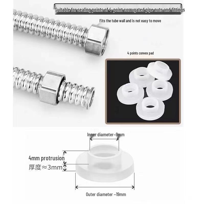 4-6 Minute Silicone Convex Gasket: Shower & Faucet Repair, Waterproof Seal, Corrugated Pipe