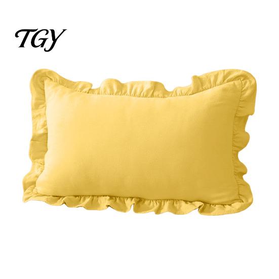 Federe Comode in Cotone Copricuscino Ruffle, Custodia a Quadri con Bordo Arricciato, Copricuscini da Divano 18x18 Pollici 20x12 Decorativi per Farmhouse