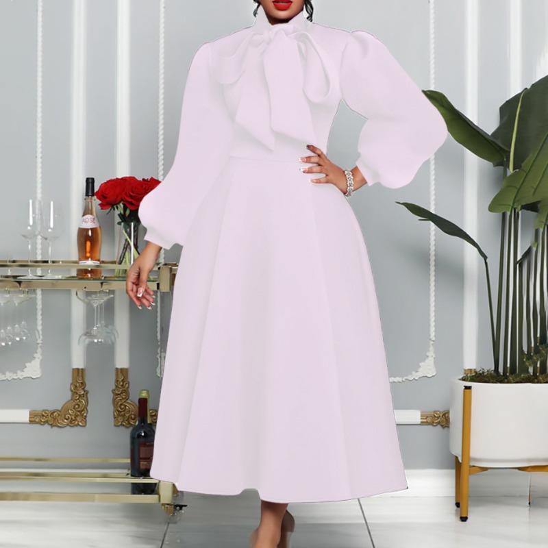 Autumn and winter new fashion temperament elegant straps bubble sleeves big skirt dress