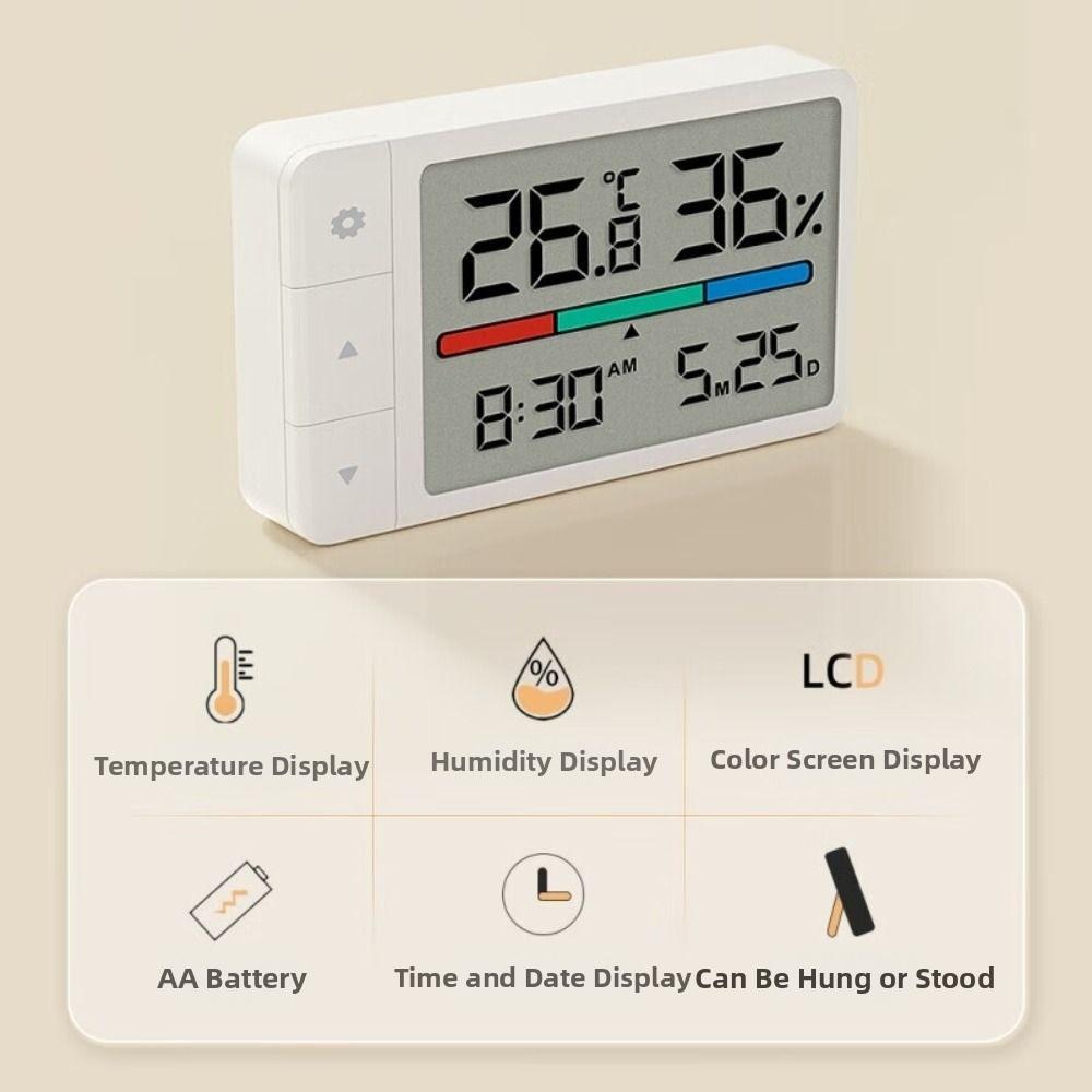 Mini Thermometer Hygrometer Messgerät Digital Intelligent Feuchtigkeitsmesser Temperatur Monitor Datum Uhrzeit Wetterstation Sensor Zuhause