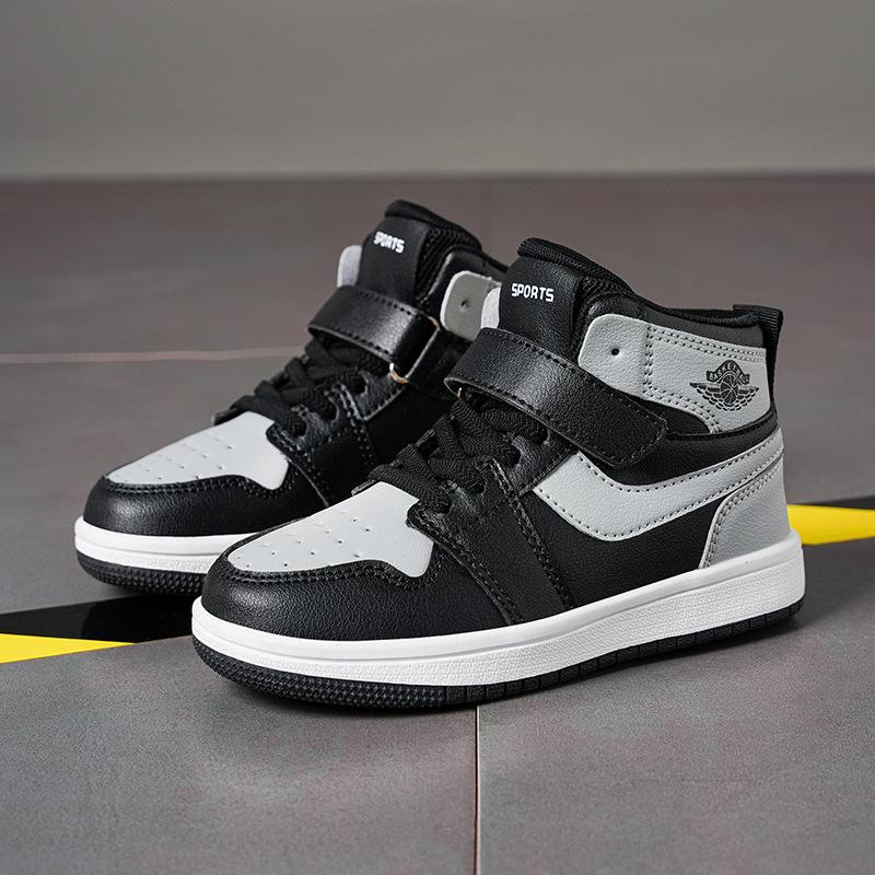 Boys high-top fashion waterproof sneakers board shoes autumn middle school students fashion versatile tide non-slip leather surface children