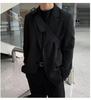 Men's High-End Black Casual Blazer - Korean Style with Shoulder Pads